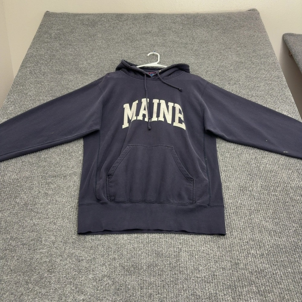 Vintage Maine MV Sport Hoodie Mens M Navy Cotton Pro Weave Pullover Collegiate